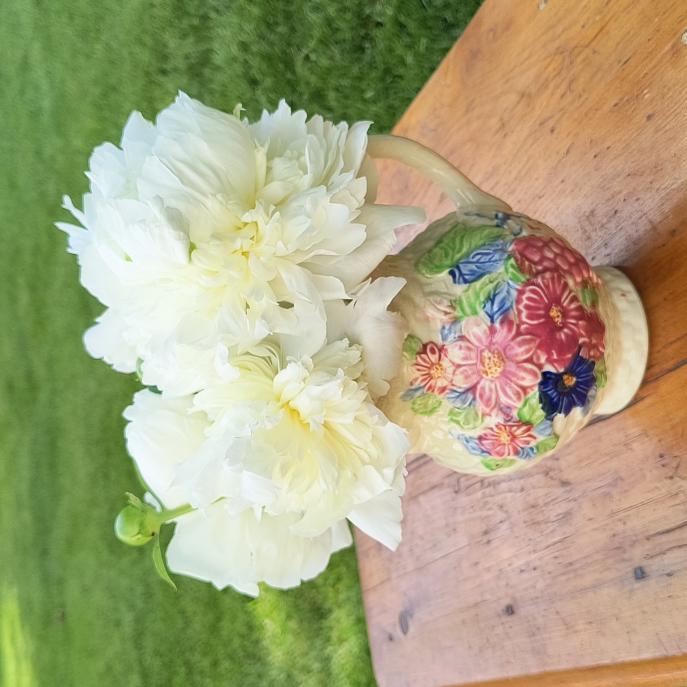 Vintage Ceramic Braided Floral Pitcher - Picture 2 of 15